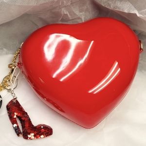 ❤️ Heart Shaped Red Jelly Crossbody Bag with Bag Charm for Kids/Adults